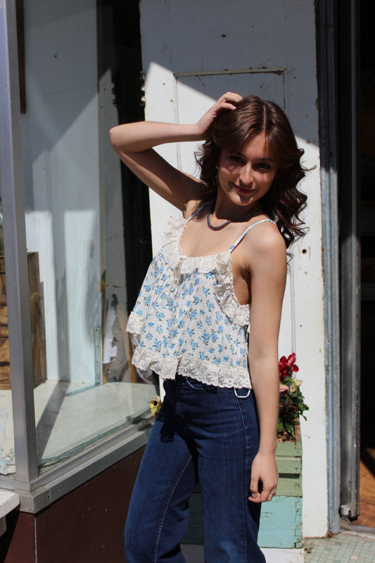 The Darling Floral Tank - Blue