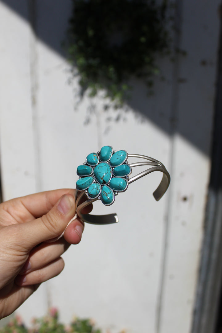 Brass Flower Cuff Bracelet