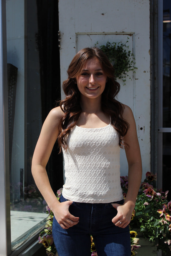Lace Textured Top - Butter Cream