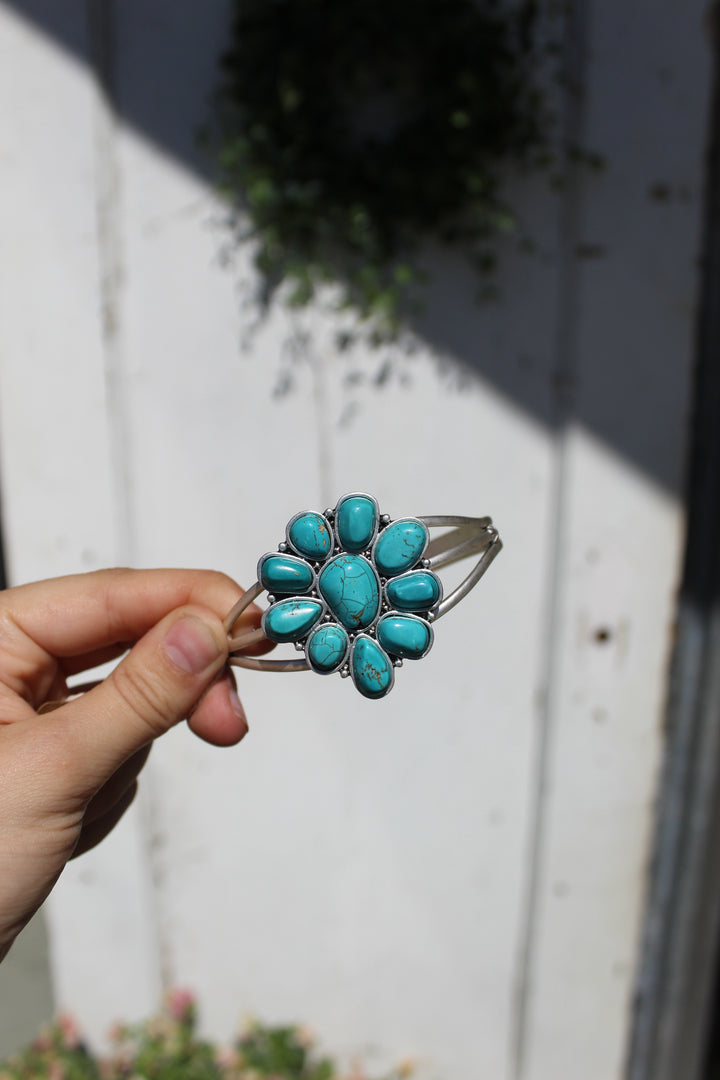 Brass Flower Cuff Bracelet