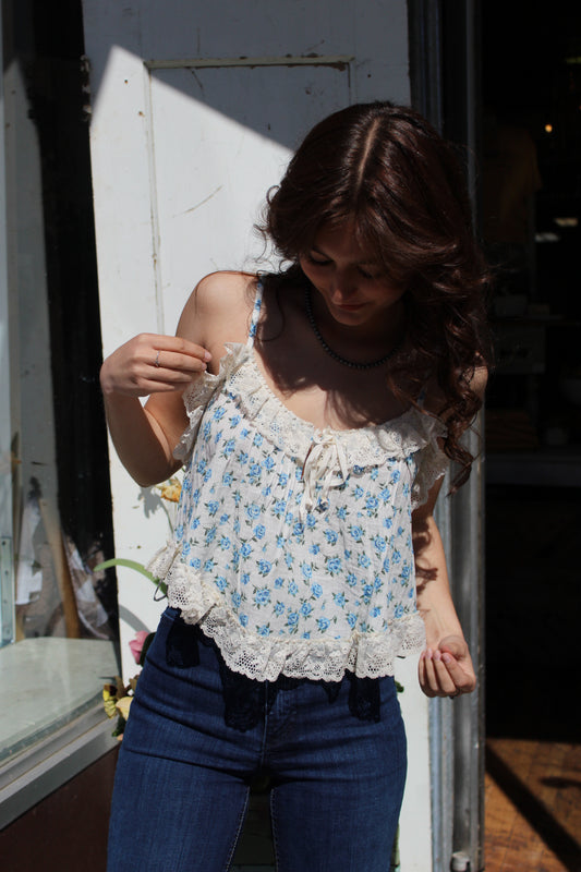 The Darling Floral Tank - Blue