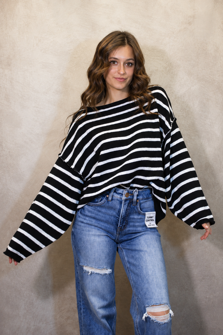 Striped Drop Shoulder Sweater