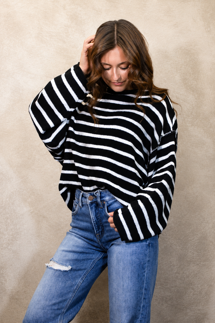 Striped Drop Shoulder Sweater