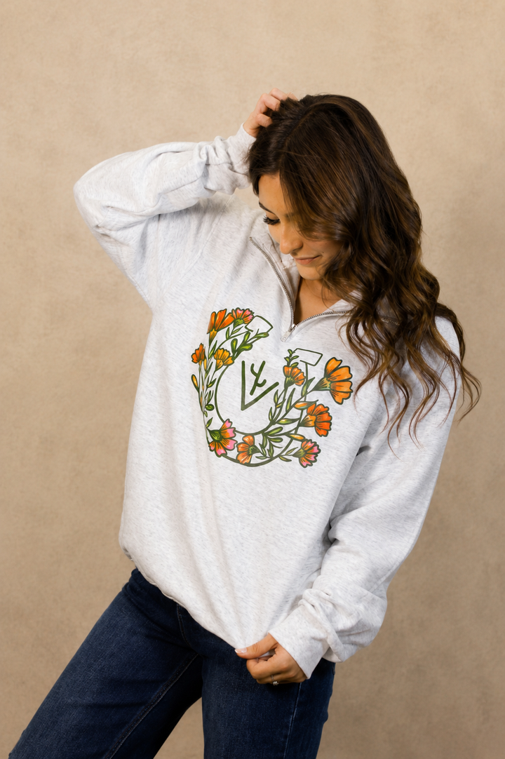 Flowered Horse Shoe - 1/4 Zip