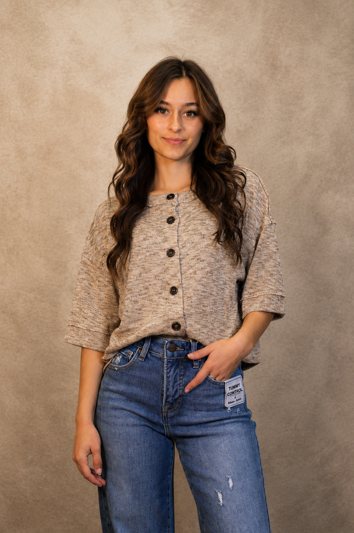 Marled Raw Edge Top