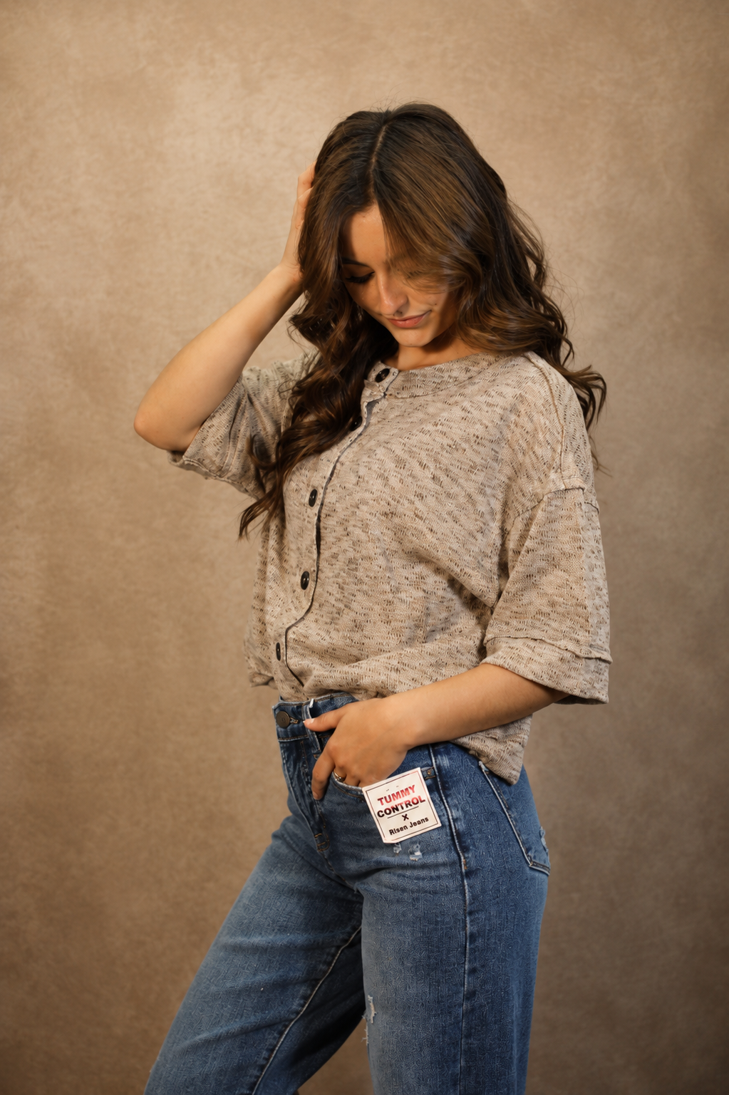 Marled Raw Edge Top
