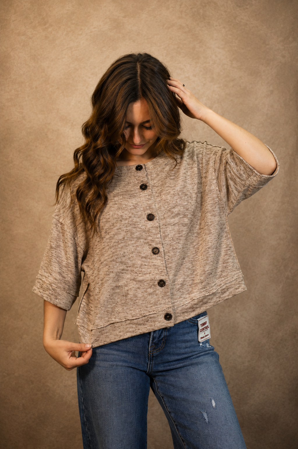Marled Raw Edge Top
