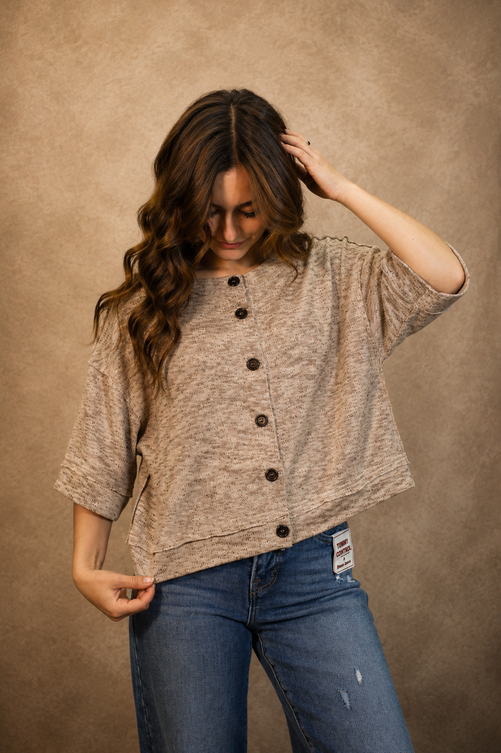 Marled Raw Edge Top