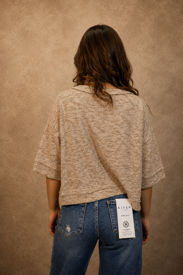 Marled Raw Edge Top