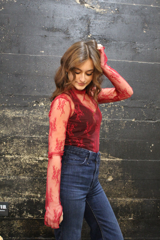 Mesh Top - Burgundy