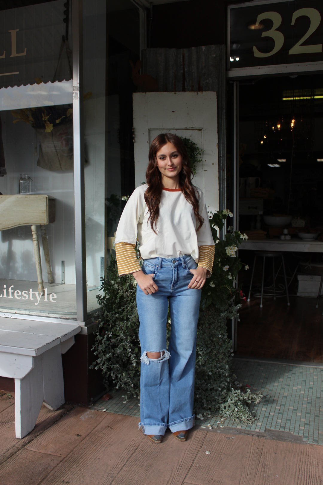 Audrey Striped Sleeve Top
