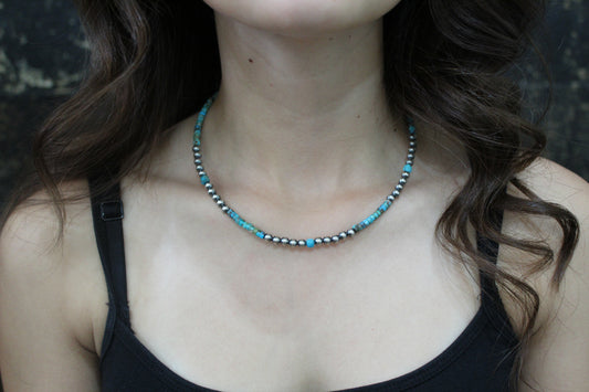 5 mm Sterling Silver + Turquoise Necklace