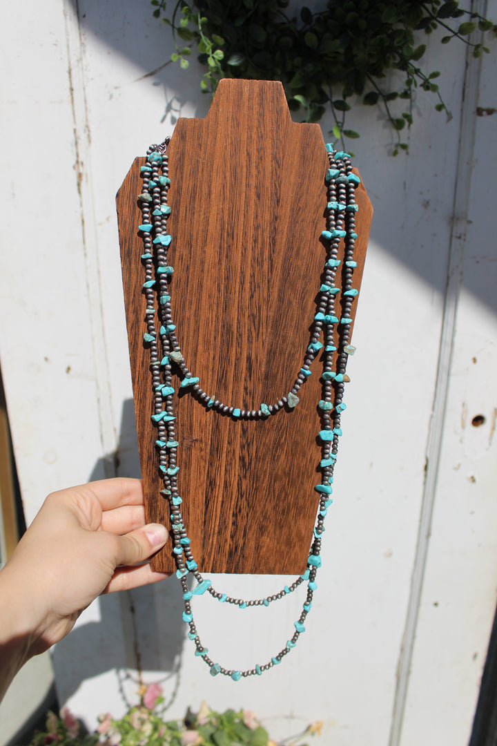 Western Turquoise Triple Strand Necklace
