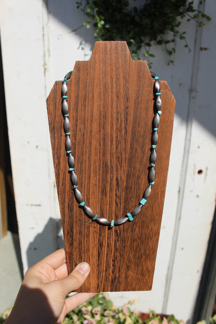 Graduated Silver with Turquoise Necklace