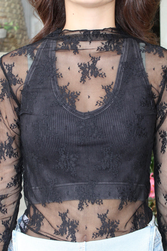 Mesh Floral Lace Top