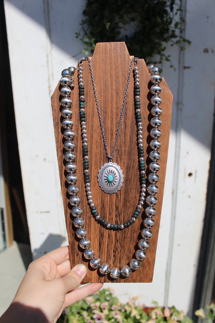 Handmade Silver with Green Turquoise Necklace