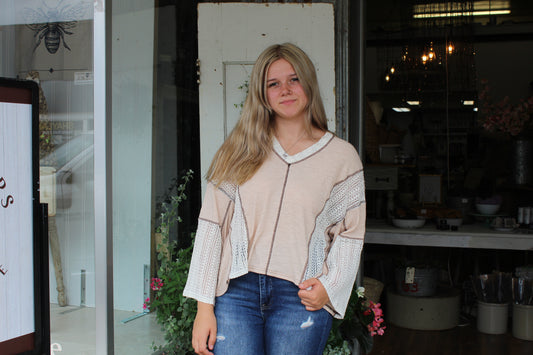 Crochet Reverse Seam V-Neck Top